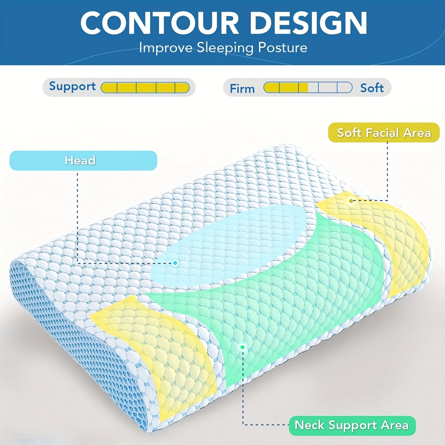 1pc Sleep Cervical Support Pillow, Ergonomic Cool Pillow for Neck And Shoulder Support, Bed Pillow for Adults Side Back Stomach Sleeper Pillow