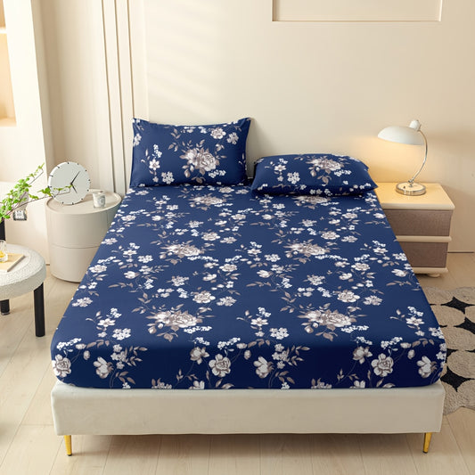 3pcs Fitted Sheet Set: 1 Fitted Sheet + 2 Pillowcases. Premium Printed Fitted Sheet. Combines Comfort and Style. Modern Design. Suitable for Student Dormitories, Small Bedrooms, and Hotels. All-season Use. No Filling. Soft, Skin-friendly, Breathable