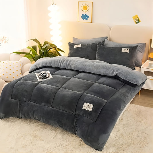 1pc Contemporary Thick Velvet Quilt, Machine Washable, All-Season Use with Polyester Filling and Cover for Bed, Sofa, Camping - Suitable for Bedroom, Guest Room, Dorm, Outdoor, Warm Quilt with Multi-Needle Quilting Technology, Fluffy Lightweight