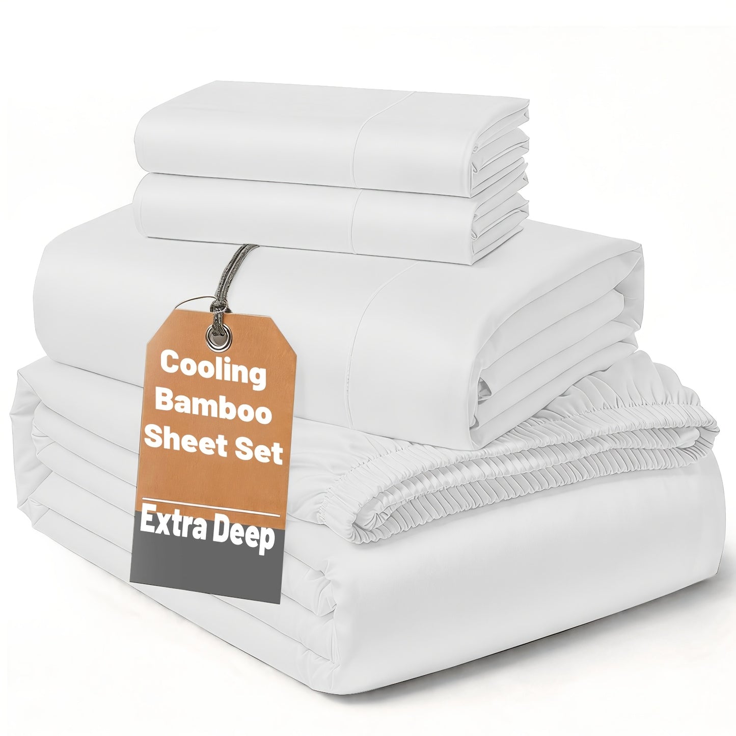 SASTTIE 2400TC Extra Deep Bamboo Cooling Bedding, Breathable & Cooling Hotel Luxury Bed Sheets Set For Child, Easy & Secure Fit - Soft, Wrinkle Free & Comfy Kids Sheet With 15" Deep Pocket, Ultra-Soft & Machine Washable Bedding, Kids Room Decor