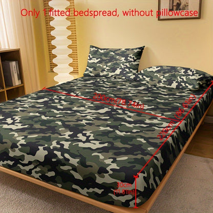 1pc Brushed Fitted Sheet, Soft Comfortable Geometric Pattern Bedding Fitted Sheet, for Bedroom, Guest Room, with Deep Pocket, Fitted Bed Sheet Only, Without Pillowcase