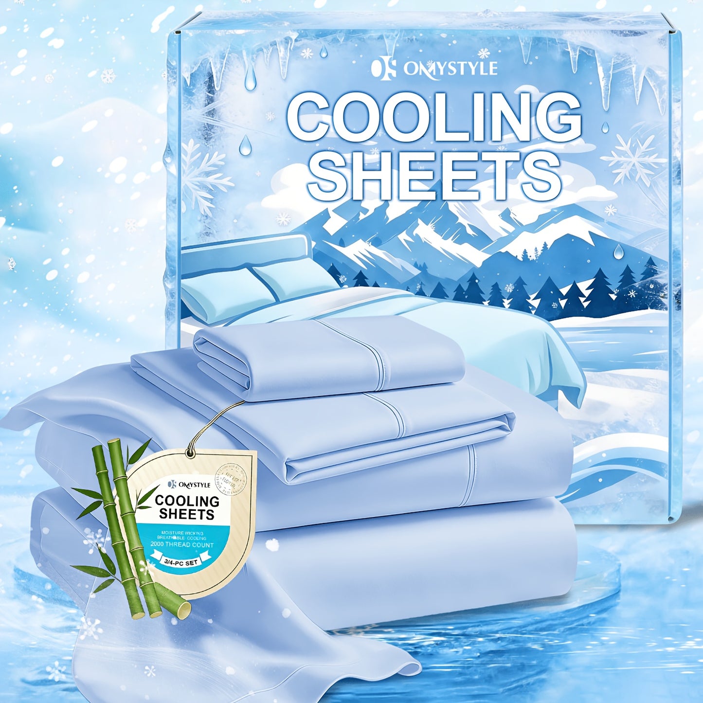 Deep Pocket Cooling Bamboo Sheets Set - Ultra Soft Bamboo Queen Sheets Set - Breathable & Skin-Friendly, Kids Fitted Sheet, Flat Sheet And Pillowcases - Super Soft, Wrinkle Free - Perfect Gift for Ice Cooling Sleep