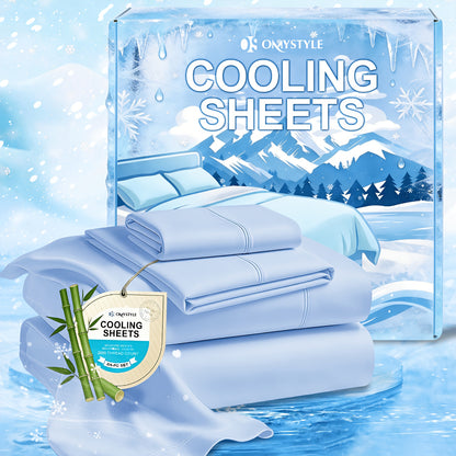 Deep Pocket Cooling Bamboo Sheets Set - Ultra Soft Bamboo Queen Sheets Set - Breathable & Skin-Friendly, Kids Fitted Sheet, Flat Sheet And Pillowcases - Super Soft, Wrinkle Free - Perfect Gift for Ice Cooling Sleep