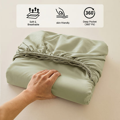 1pc Soft Fitted Sheet, Deep Pocket Mattress Cover, Ultra-Soft Breathable Noiseless Non-Slip Thin Mattress Protector, Machine Washable for 6-11" Mattress (Twin/Full/Queen/King)