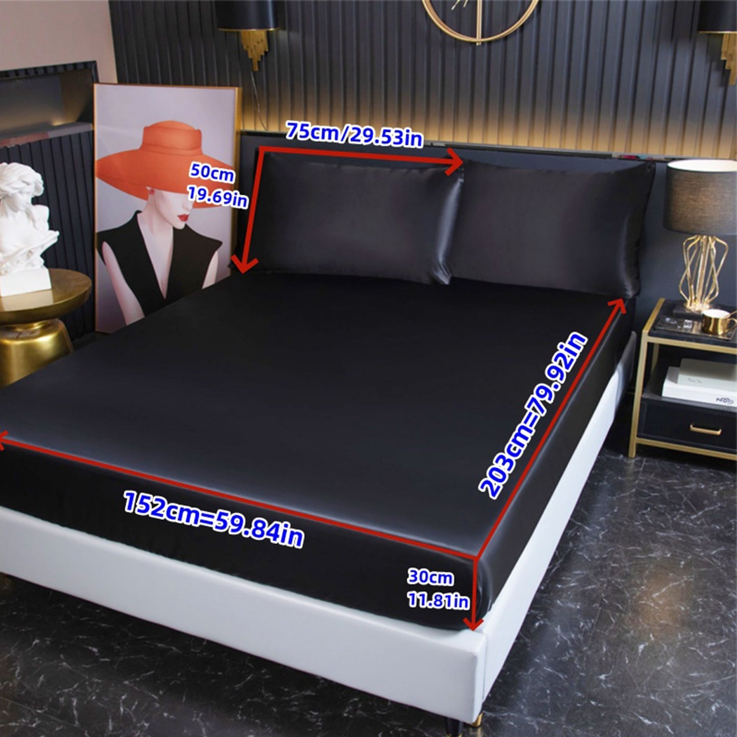 3pcs Cool But Not Icy Fresh Soft Smooth - Solid Color Satin 1pc Fitted Sheet And 1 Pair Pillowcases