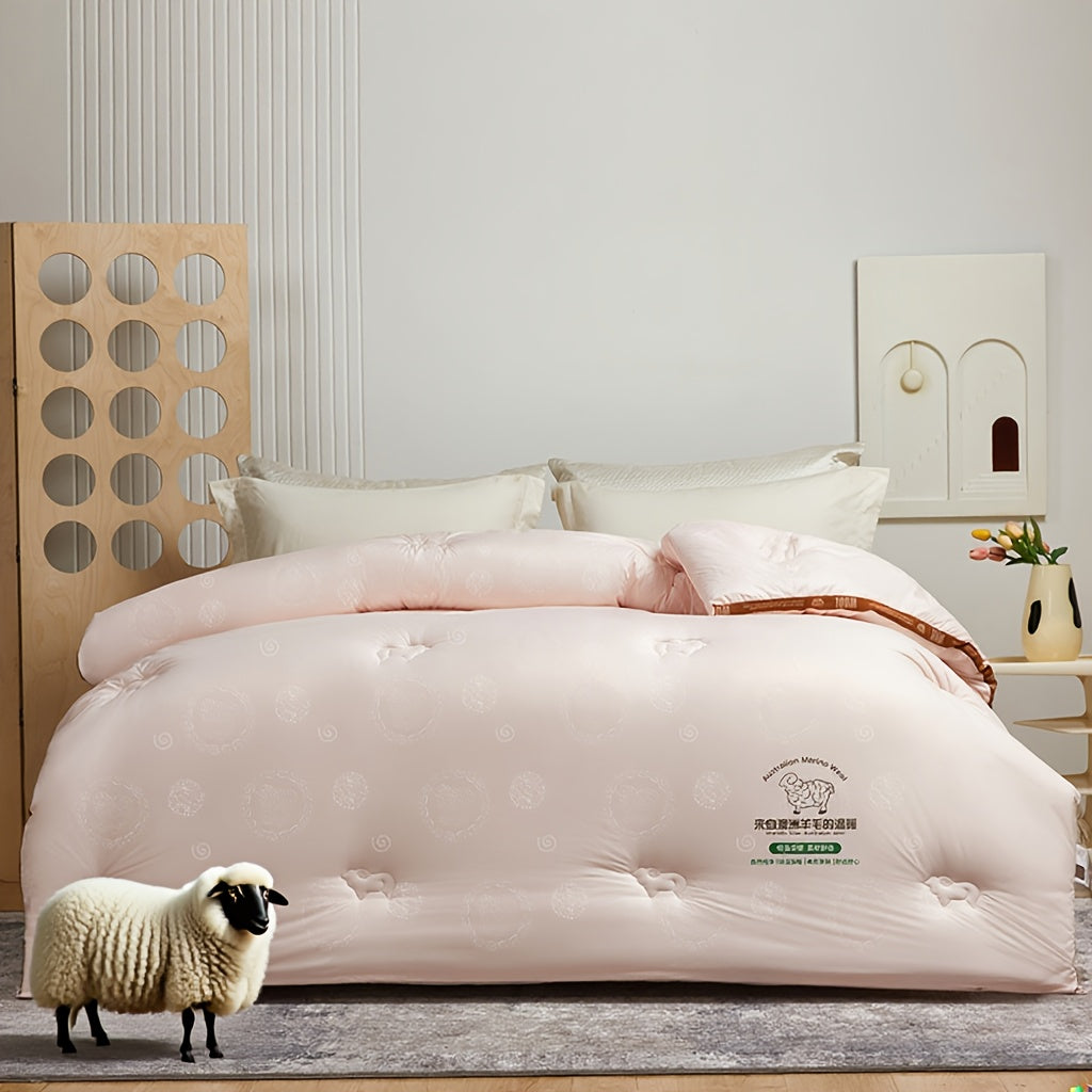 New Modern Style Australian Wool Quilt - Thick And Warm, Suitable for Autumn And Winter, Quilted Design, Filling: Wool + Superfine Fiber, Soft And Skin-Friendly Warm Bedding for Autumn And Winter