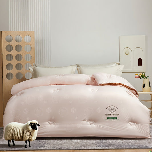 New Modern Style Australian Wool Quilt - Thick And Warm, Suitable for Autumn And Winter, Quilted Design, Filling: Wool + Superfine Fiber, Soft And Skin-Friendly Warm Bedding for Autumn And Winter