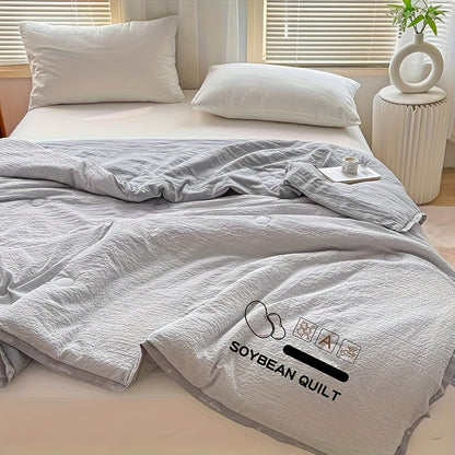 Japanese Super Soft Summer Cooling Quilt - Breathable Air Conditioning Blanket, Machine Washable All-Season Bedspread for Bedroom/Guest Room, Plain Color Stitched Design, Perfect Gift (No Pillow)