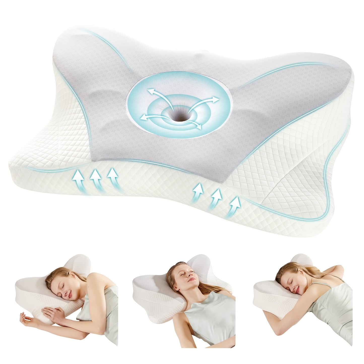 Cervical Neck Pillow, Ergonomic Contour Neck Pillows for Neck Relief, Cotton Orthopedic Bed Pillow for Side Back Stomach Sleeper, Neck Pillow with Cooling Pillowcase