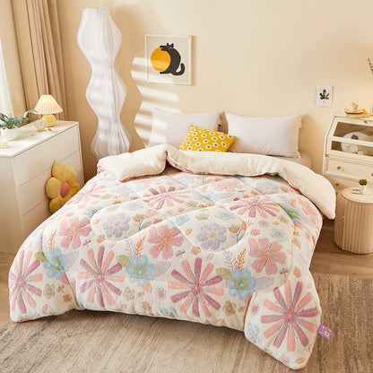 Floral Snowflake Printed Winter Quilt, Soft And Warm, Suitable for Autumn And Winter Bedding in Bedrooms And Guest Rooms
