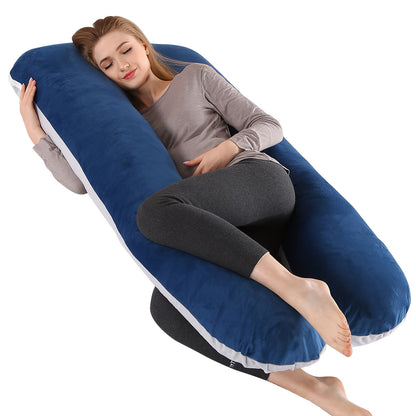 Wndy'S Dream Summer Cool Pregnancy Pillow, Cooling Velvet Body Pillow, 43.31inch 1950G Ergonomic Support, Skin-Friendly Sweat-Free Fabric, Washable Cover, Full Body Support for Pregnant Women