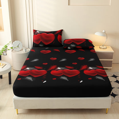 3pcs Printed Pattern Set for Bedroom/guest Room. Includes 1 Fitted Sheet and 2 Pillowcases. Does Not Include Inserts. Soft, Skin-friendly, Breathable, and Machine Washable