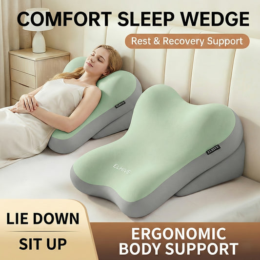 [Memory Foam Back Support] Care Cushion, Turning Aid, Memory Foam Back Support Cushion for Sitting up in Bed, 2pcs Set of Adjustable Bed Wedge Pillows, Suitable for Comfortable Reading Support for the Back and Neck, Multifunctional Lumbar Cushion for Gami