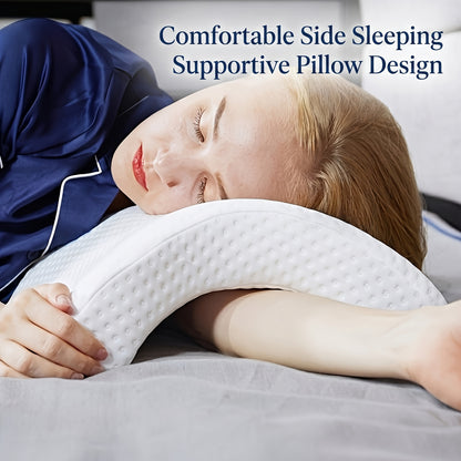 Ergonomic Curved Couples Pillow - Slow Rebound Memory Foam Hug Pillow with Arm Holes - Anti-Numbness Pillow - U-Shaped Curve Neck Pillow Suitable for Side Sleepers And Couples - Suitable for Travel And Home Office Use
