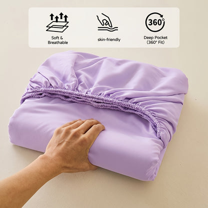 1pc Soft Fitted Sheet, Deep Pocket Mattress Cover, Ultra-Soft Breathable Noiseless Non-Slip Thin Mattress Protector, Machine Washable for 6-11" Mattress (Twin/Full/Queen/King)
