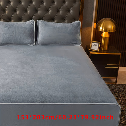 1pc Fitted Sheet, Solid Color Milk Fleece Bedding Sheet For Bedroom Guest Room Hotel, Only Fitted Sheet, Without Pillowcase