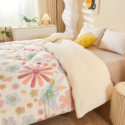 Floral Snowflake Printed Winter Quilt, Soft And Warm, Suitable for Autumn And Winter Bedding in Bedrooms And Guest Rooms