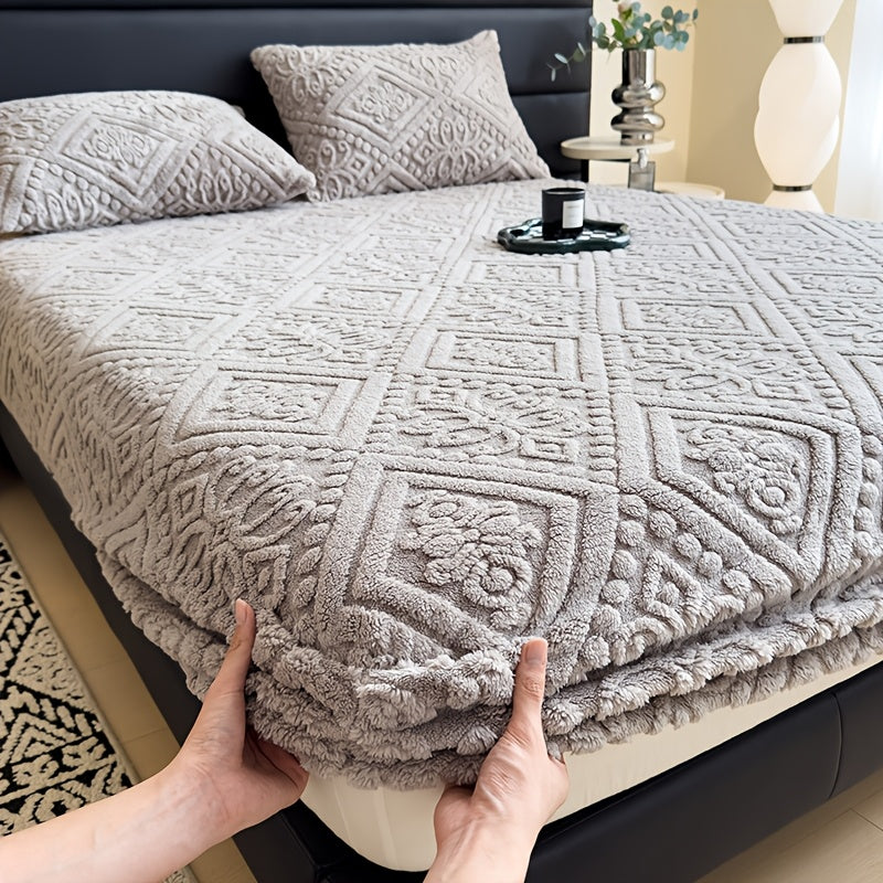 European Embossed Super Soft Bed Sheet/Blanket- Four Season Universal Warm Mattress Protective Cover, Soft Machine Washed Bedding, Deep Pocket Design, Suitable For Multiple Specifications Twin, Queen, King, Full.(NO Pillowcase) Gifts For Parents