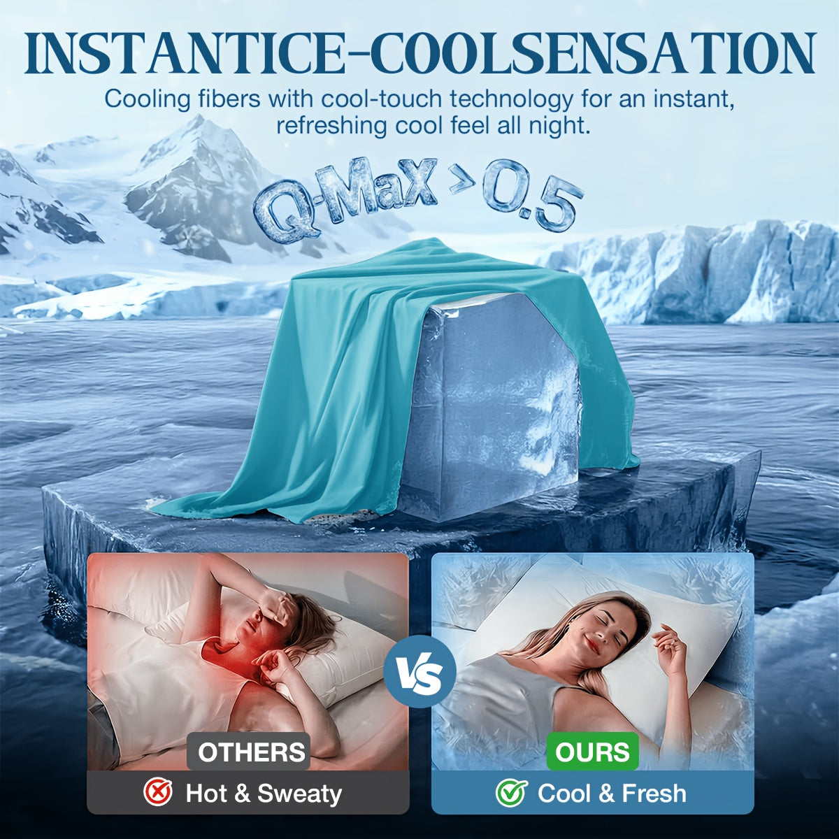 Deep Pocket Cooling Bamboo Sheets Set - Ultra Soft Bamboo Queen Sheets Set - Breathable & Skin-Friendly, Kids Fitted Sheet, Flat Sheet And Pillowcases - Super Soft, Wrinkle Free - Perfect Gift for Ice Cooling Sleep