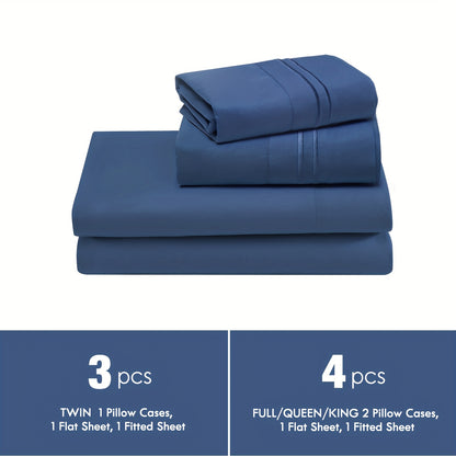 ClevaHome Light Luxury Breathable Sheet Set - 3/4pcs Deep Pockets Cooling Soft Bedding, Fade-Resistant Deep Pockets, All-Season Comfort, Ideal for Dorms, Guest Rooms Everyday Use Twin Full Queen King Sheet