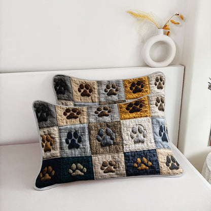 [Quilted Bedspread Set] 2/3pcs {Paw Print Pattern} Printed Durable Quilted Bedspread Set - 1 Bedspread + 1/2 Pillowcases (Pillow Inserts Not Included), Large and Extra-Large Home Dormitory High-Definition Print. Breathable and Easy to Care for