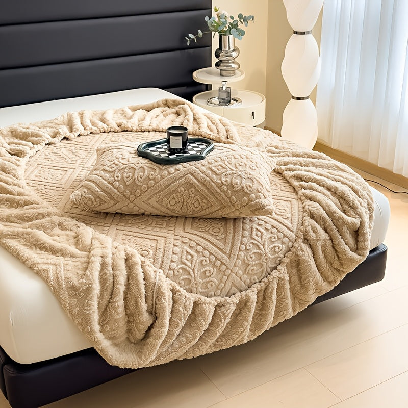 European Embossed Super Soft Bed Sheet/Blanket- Four Season Universal Warm Mattress Protective Cover, Soft Machine Washed Bedding, Deep Pocket Design, Suitable For Multiple Specifications Twin, Queen, King, Full.(NO Pillowcase) Gifts For Parents