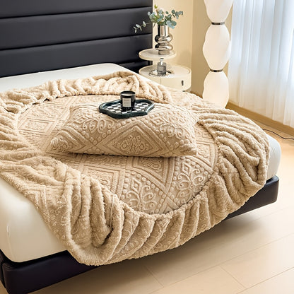 European Embossed Super Soft Bed Sheet/Blanket- Four Season Universal Warm Mattress Protective Cover, Soft Machine Washed Bedding, Deep Pocket Design, Suitable For Multiple Specifications Twin, Queen, King, Full.(NO Pillowcase) Gifts For Parents