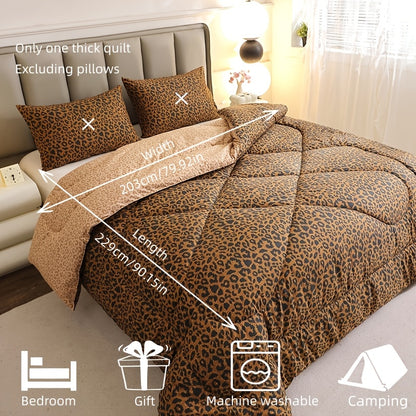 3pcs Fashion Reversible Leopard Print, Ultra-Soft Skin-Friendly Fabric, High-Elastic Filling, Suitable for Autumn Winter Bedroom, Guest Room, Hotel, Sofa, Travel