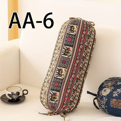 [Enable ] 1pc Bohemian Cylindrical Pillow with Pillow Core, Cushion, Removable And Washable Pillow, Tie Closure Cylindrical Pillow, Suitable for Neck, Back, And Waist Support, Can Be Used As a Decorative Pillow for Bedroom, Sofa, Office, Etc
