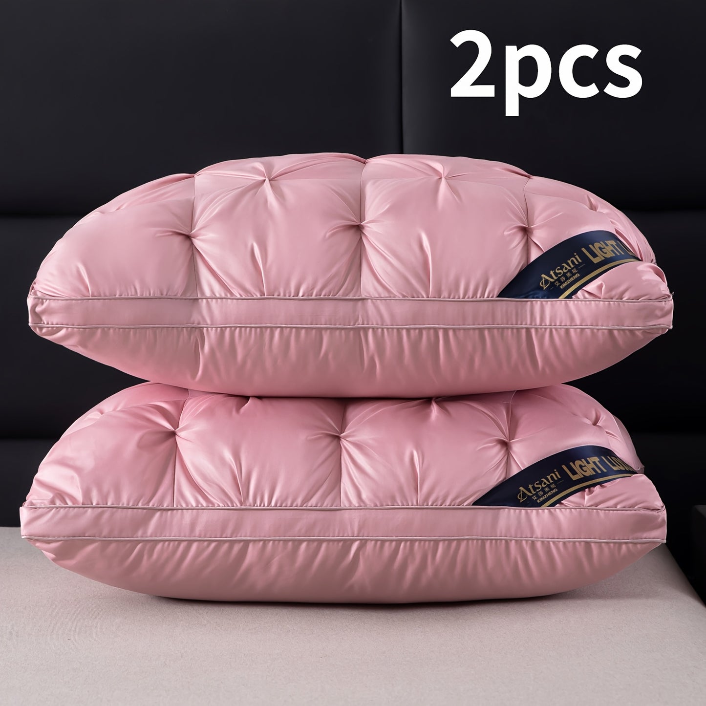 Luxury Fluffy Hotel Pillow, Deep Comfort, Soft And Pressure-Resistant, Cervical Pillowcase Washable Hypoallergenic with Zipper, Easy Care, Elegant Style, Multi-Use, All Seasons