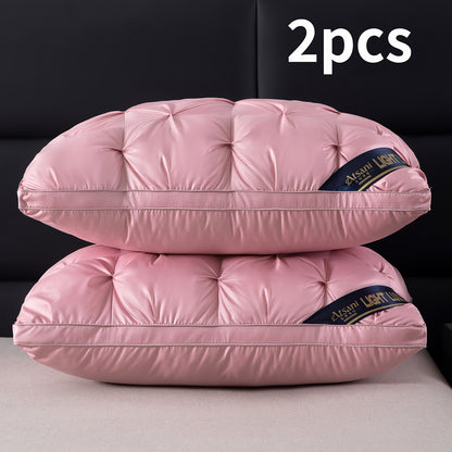 Luxury Fluffy Hotel Pillow, Deep Comfort, Soft And Pressure-Resistant, Cervical Pillowcase Washable Hypoallergenic with Zipper, Easy Care, Elegant Style, Multi-Use, All Seasons