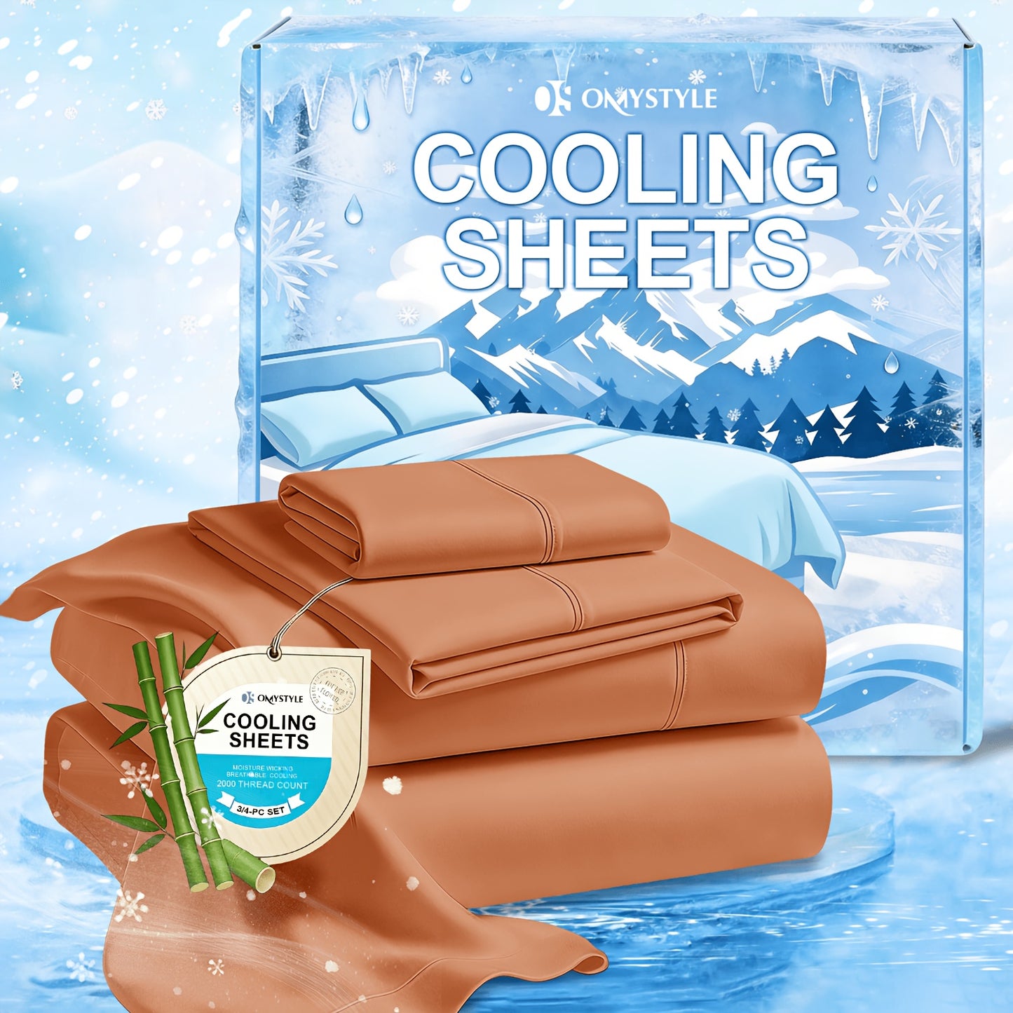 Deep Pocket Cooling Bamboo Sheets Set - Ultra Soft Bamboo Queen Sheets Set - Breathable & Skin-Friendly, Kids Fitted Sheet, Flat Sheet And Pillowcases - Super Soft, Wrinkle Free - Perfect Gift for Ice Cooling Sleep