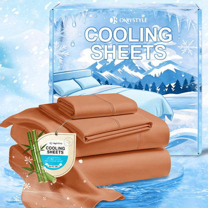 Deep Pocket Cooling Bamboo Sheets Set - Ultra Soft Bamboo Queen Sheets Set - Breathable & Skin-Friendly, Kids Fitted Sheet, Flat Sheet And Pillowcases - Super Soft, Wrinkle Free - Perfect Gift for Ice Cooling Sleep