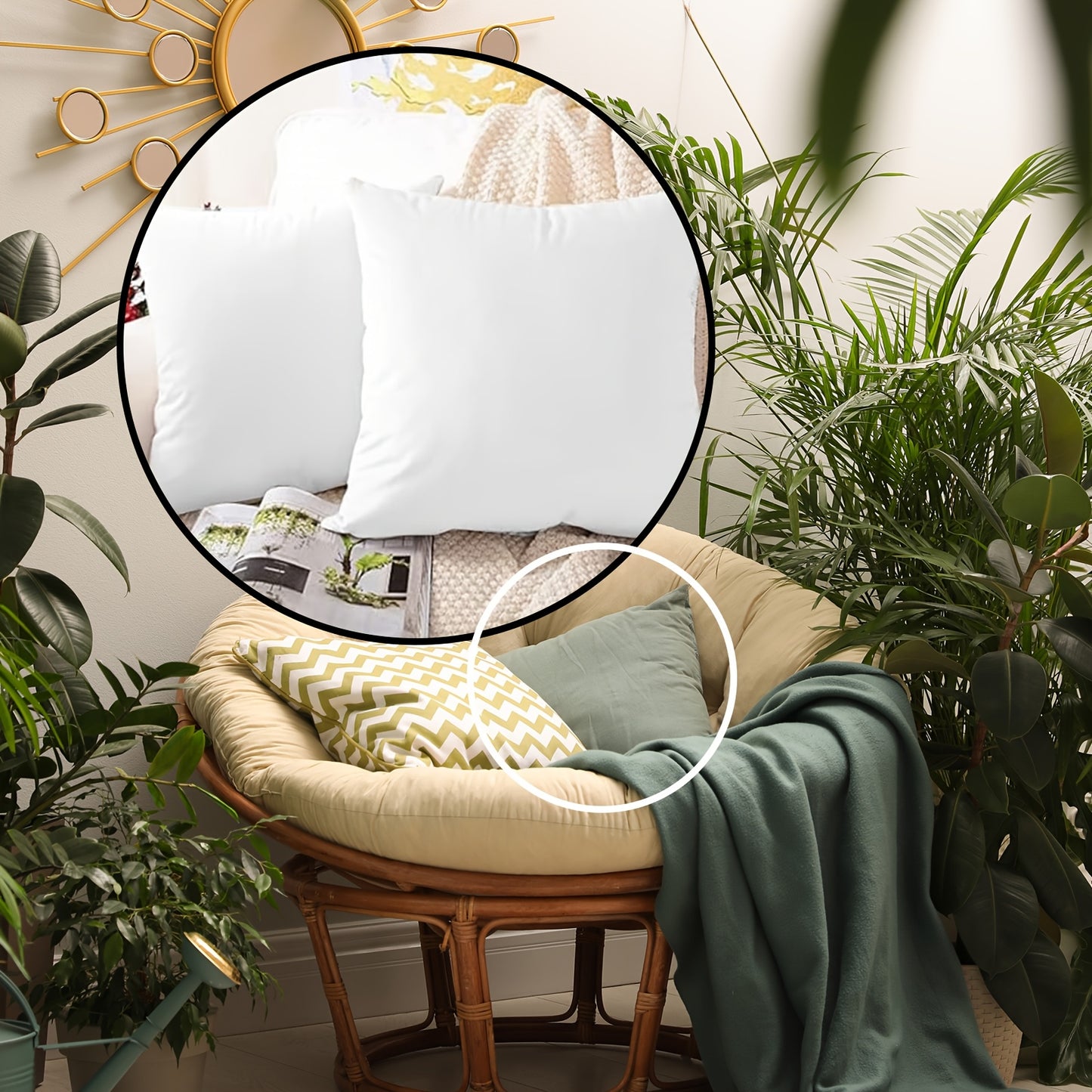 4pcs 18×18/20X20/12X20 in Pillow Inserts, Large Throw Pillows Insert, High Quality Couch Pillows, Square Pillow for Patio, Furniture, Bed, Living Room, Garden, White