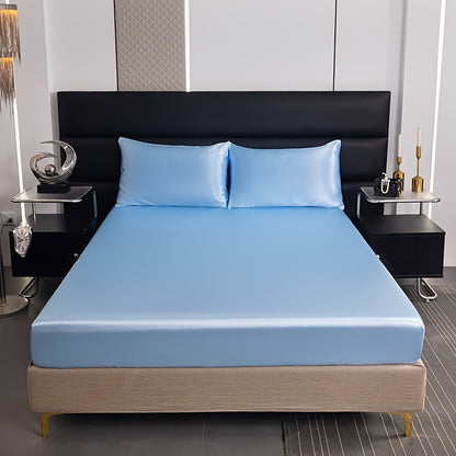 1 Luxurious Solid Satin Sheet for Soft and Comfortable Bedding - Ideal for Bedrooms and Guest Rooms