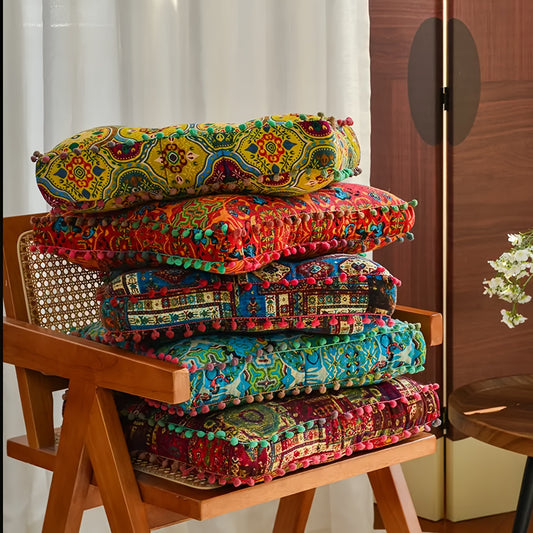 [Multi-Color Optional] Comfortable Thickened Bohemian Style, Moroccan Style Square Cushion, Pillow, Meditation Mat - Ultra-Soft, Ultra-Comfortable, Thick And Beautiful, Making Hips Feel Comfortable And Soft - Suitable for Tatami, Living Room