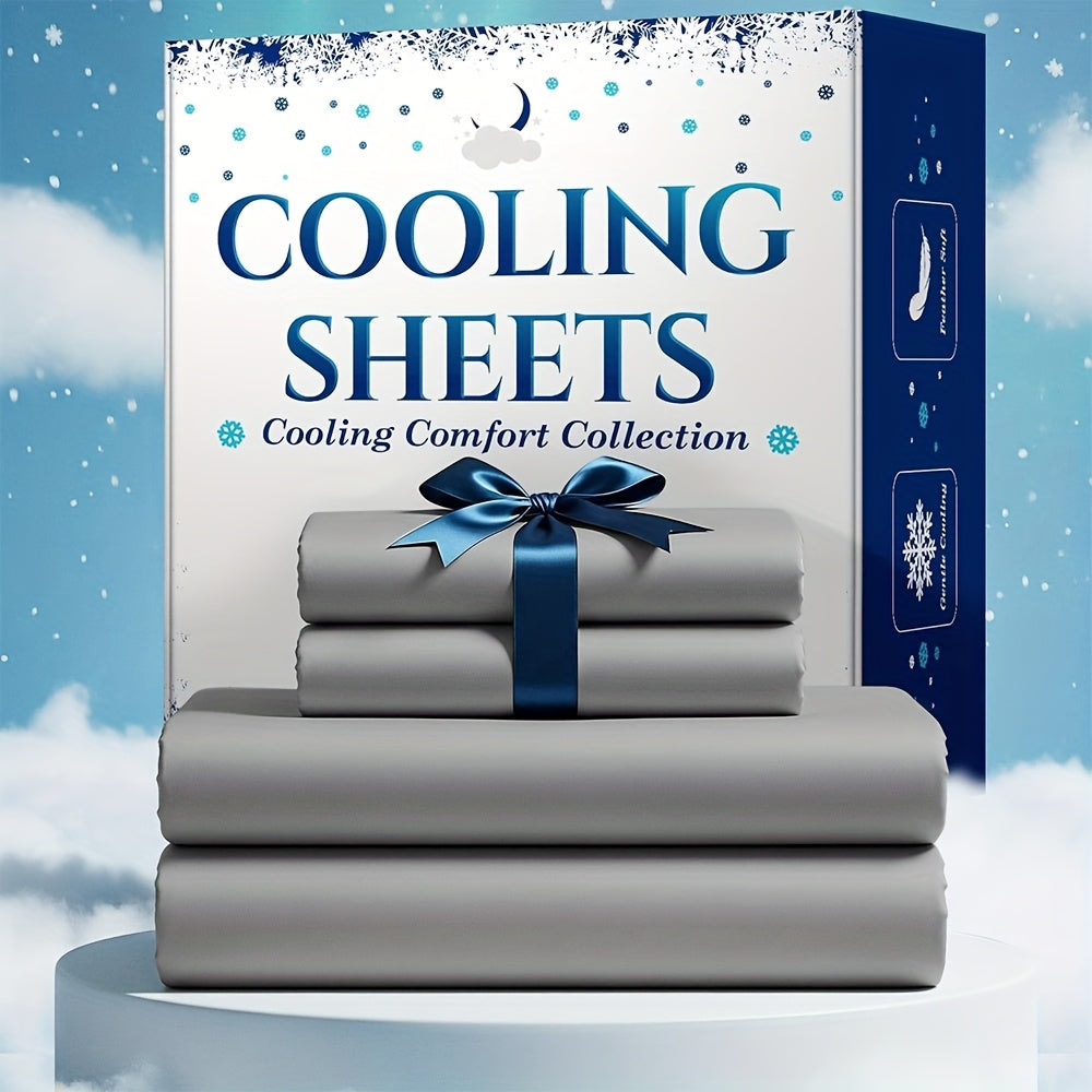 4pcs Cooling Bamboo Bed Sheet Set, Kids 4000 TC Extra Deep Pocket 20 Inch Bed Sheet, Luxury Soft Hotel & Cooling Sheet Set For Hot Sleepers, Wrinkle & Shrink Resistant, Fitted Sheet+Flat Sheet+Pillowcases, Twin/ Full/ Queen/ King, Best Summer Choice