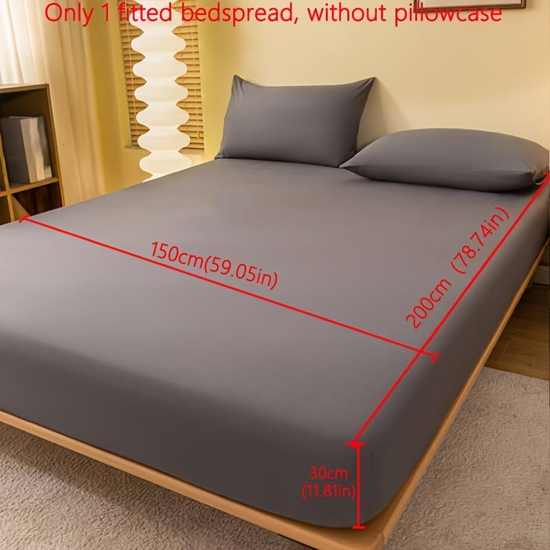 1pc Lake Blue Matte Fitted Sheet | Polyester Bed Cover for Bedroom, Machine Washable, Fabric