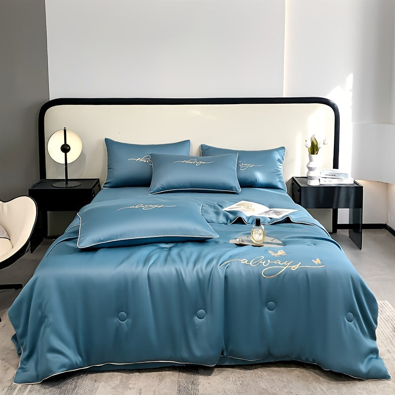 1pc Luxury Soft Summer Cool Quilt, Ultra-Soft Summer Cooling Blanket, Breathable Skin-Friendly Thin Bedding for All Seasons, Machine Washable, Ideal for Single/Double Beds, Hotel-Level Elegance for Bedroom, Guest Room, Office, Couch, And Travel