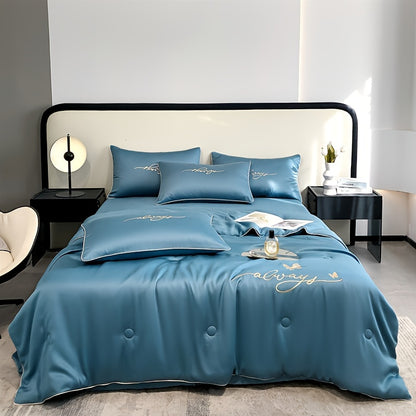 1pc Luxury Soft Summer Cool Quilt, Ultra-Soft Summer Cooling Blanket, Breathable Skin-Friendly Thin Bedding for All Seasons, Machine Washable, Ideal for Single/Double Beds, Hotel-Level Elegance for Bedroom, Guest Room, Office, Couch, And Travel