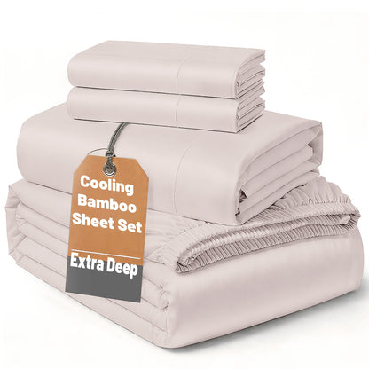 SASTTIE 2400TC Extra Deep Bamboo Cooling Bedding, Breathable & Cooling Hotel Luxury Bed Sheets Set For Child, Easy & Secure Fit - Soft, Wrinkle Free & Comfy Kids Sheet With 15" Deep Pocket, Ultra-Soft & Machine Washable Bedding, Kids Room Decor