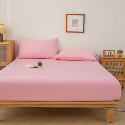 A Solid-color Fitted Sheet Without Pillowcases, a Soft and Comfortable Bedding Mattress Protector with a Non-slip Cover, Suitable for Bedrooms and Guest Rooms. Fitted Sheet Only