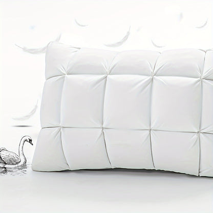 1pc Luxury Goose Down Feather Pillows Soft And Fluffy Pinch Pleat Design Neck Protection Bed Pillow For Bedroom Hotel
