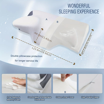 1pc Cervical Neck Pillow Pillow for Sleeping,  Neck Support Pillow for Side, Back and Stomach Sleepers with Breathable Pillowcase.