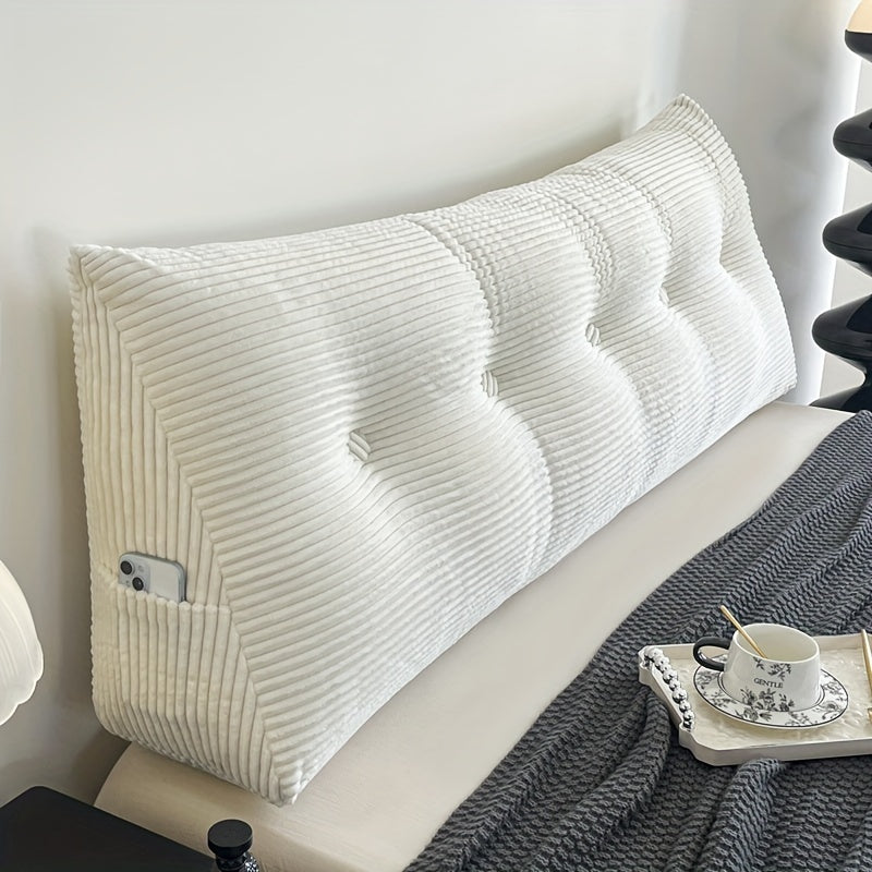 1pc Plush Large Pillow, Bedhead Cushion, Wedge-Shaped Velvet Cushion, Thick And Warm, with Fine Fabric, Utilized for Relaxation on The Bedhead Or Sofa
