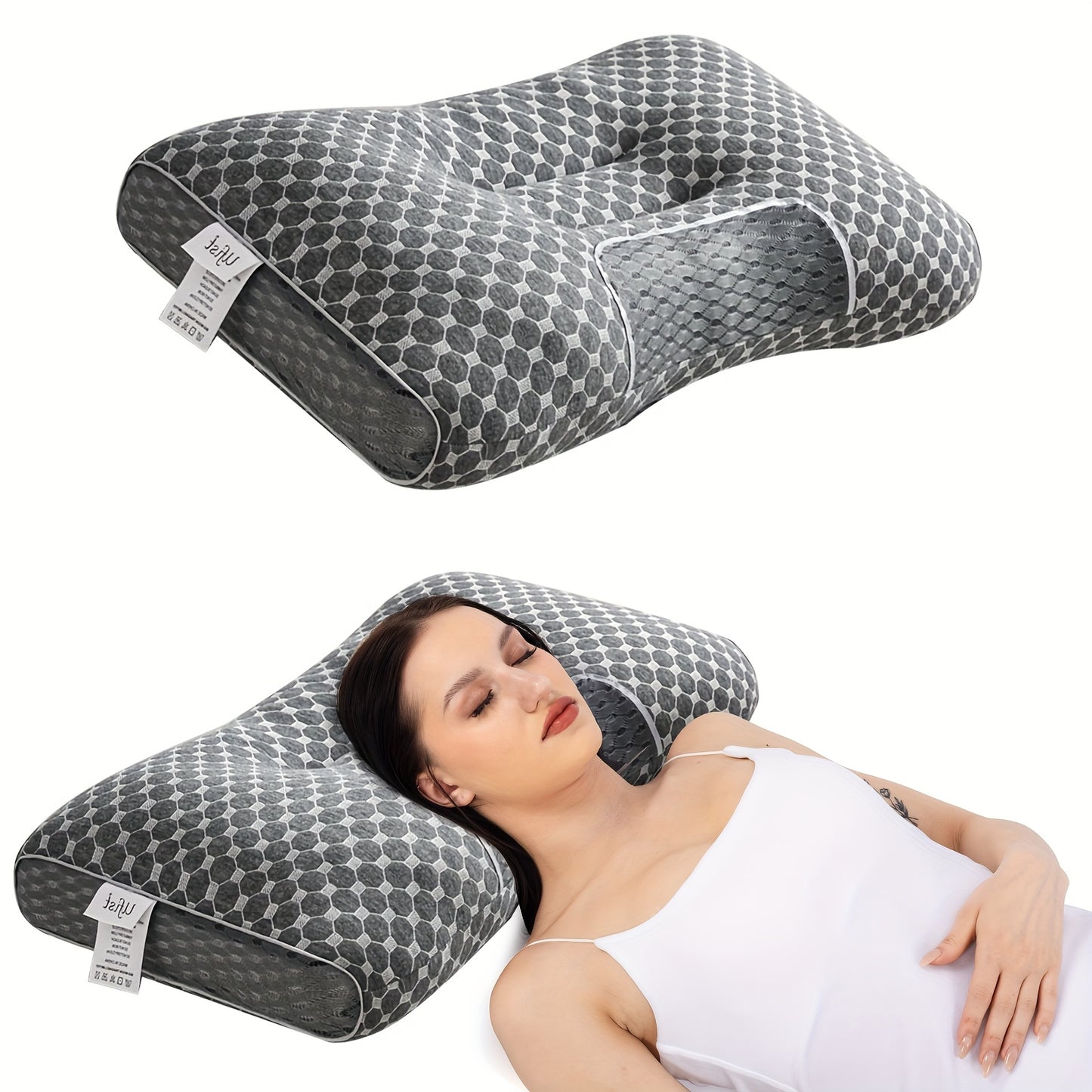2-Pack Premium All-Season Neck Support Pillows, Breathable Sweat-Resistant Fabric, Ergonomic Contour for Side And Back Sleepers, Durable Non-Sag Core, Ideal for Bedroom, Living Room And Bedding Use