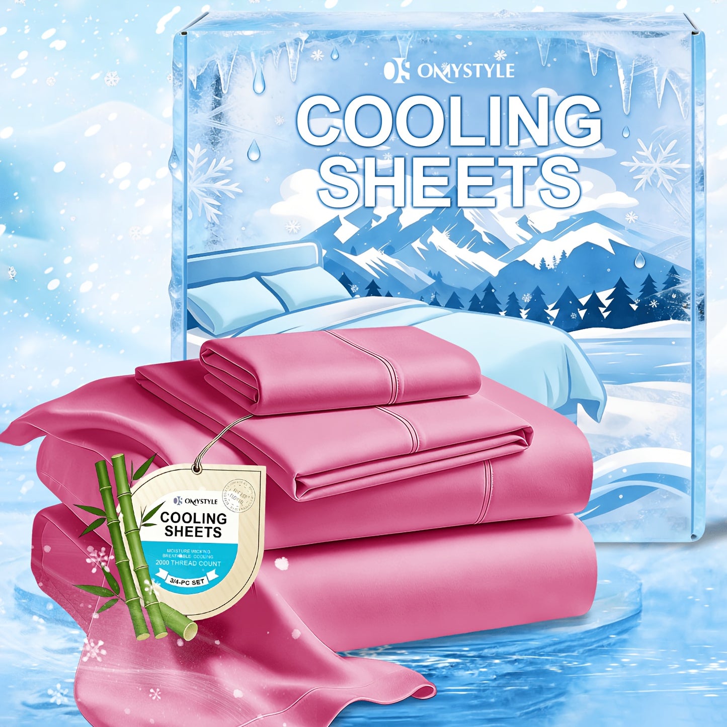 Deep Pocket Cooling Bamboo Sheets Set - Ultra Soft Bamboo Queen Sheets Set - Breathable & Skin-Friendly, Kids Fitted Sheet, Flat Sheet And Pillowcases - Super Soft, Wrinkle Free - Perfect Gift for Ice Cooling Sleep