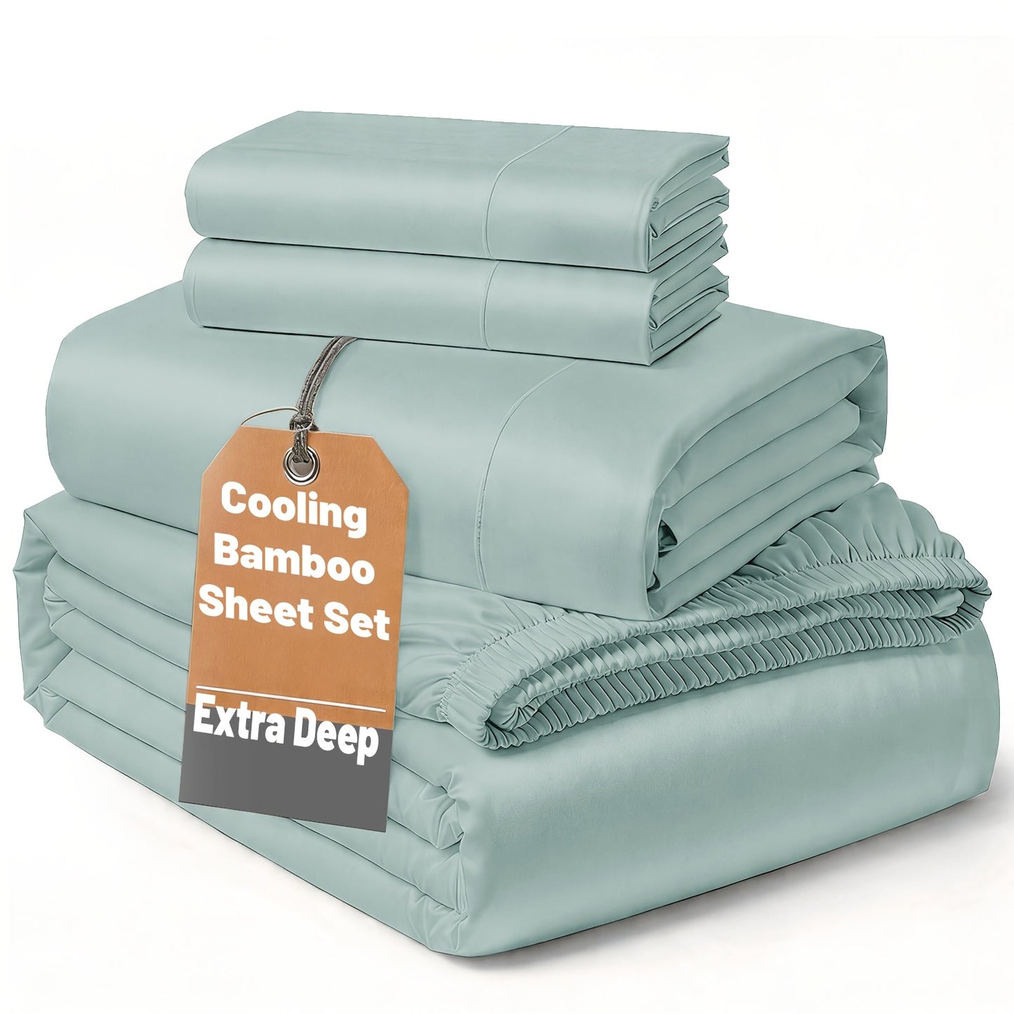 SASTTIE 2400TC Extra Deep Bamboo Cooling Bedding, Breathable & Cooling Hotel Luxury Bed Sheets Set For Child, Easy & Secure Fit - Soft, Wrinkle Free & Comfy Kids Sheet With 15" Deep Pocket, Ultra-Soft & Machine Washable Bedding, Kids Room Decor
