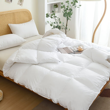 1pc All-Season Comfort Quilted Duvet, 100% Polyester Fiber, Soft Breathable Lightweight, High Elasticity, Simple Solid Color, Machine Washable, 450-500gsm Woven Craftsmanship, No Shift