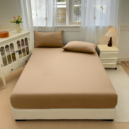 A Solid-color Fitted Sheet Without Pillowcases, a Soft and Comfortable Bedding Mattress Protector with a Non-slip Cover, Suitable for Bedrooms and Guest Rooms. Fitted Sheet Only